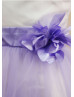 Lavender Satin Cupcake Tulle Knee Length Flower Girl Dress 